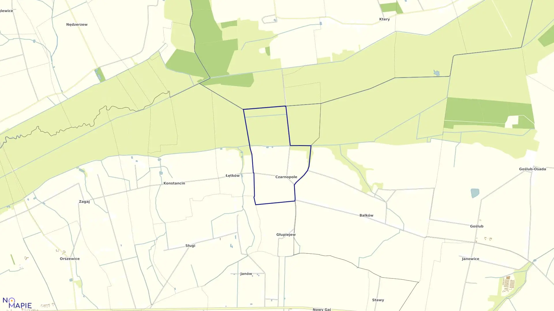 Mapa obrębu Czarnopole w gminie Góra Świętej Małgorzaty