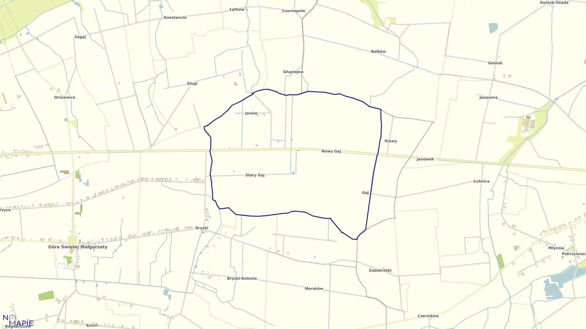 Mapa obrębu GAJ NOWY w gminie Góra Świętej Małgorzaty