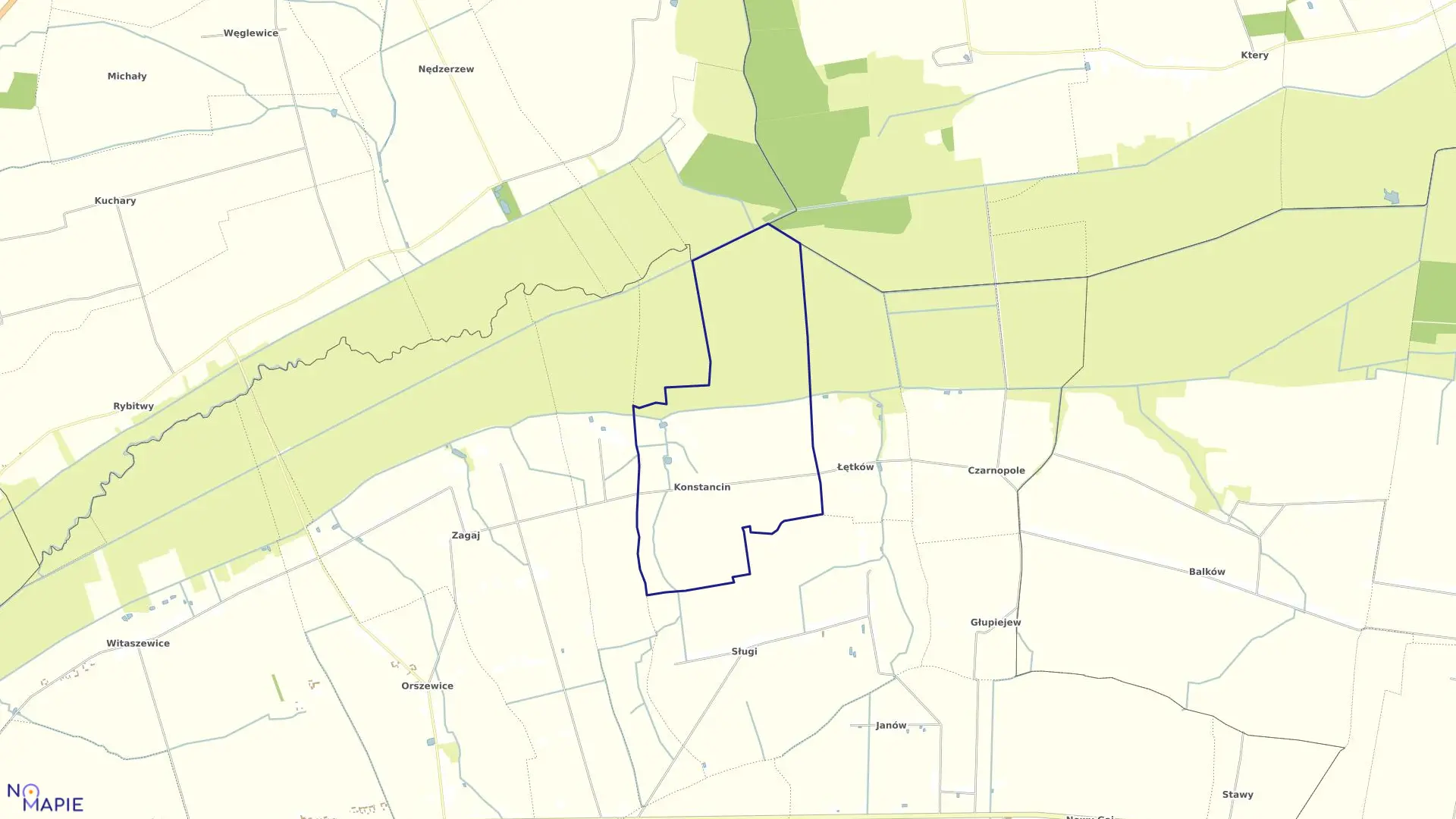 Mapa obrębu Konstancin w gminie Góra Świętej Małgorzaty